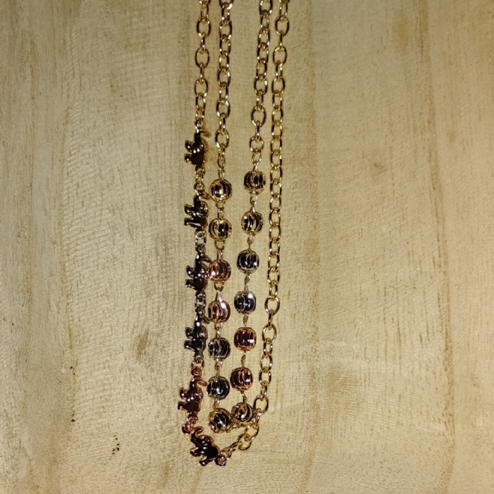 Tri Color Elephant Necklace